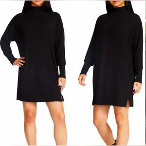 Steve Madden Black Mock Neck Long Sleeve Sweater Minidress Size Large NWOT